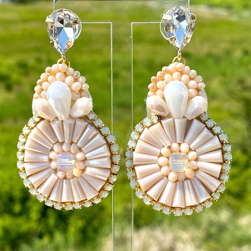 Lightweight Beaded Fashion Earrings Crystal Posts